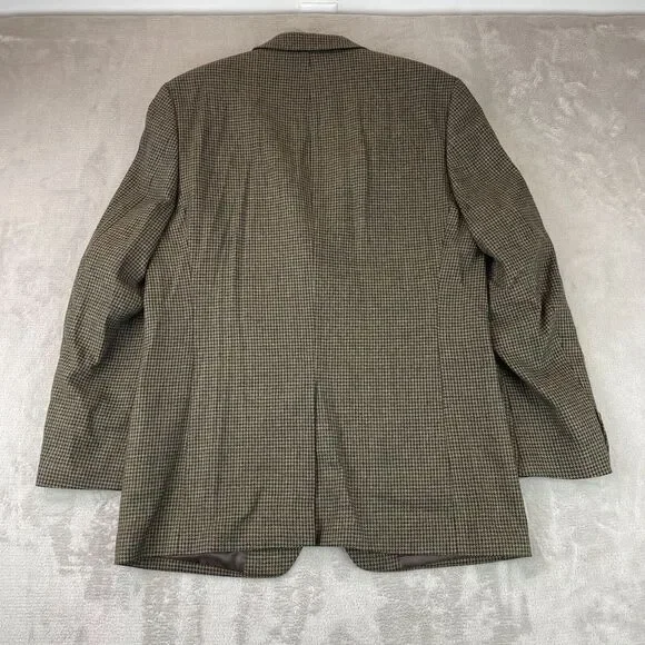 Lauren Ralph Lauren Sport Coat Blazer Men 42L Wool Brown Houndstooth‎ 2 Button